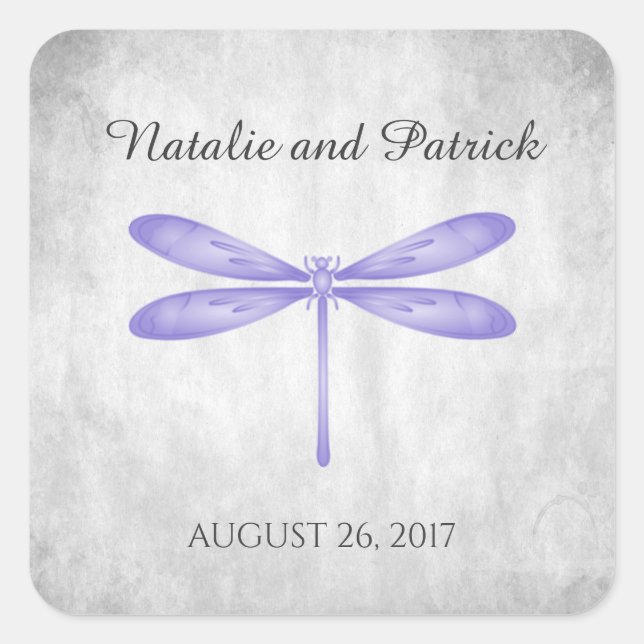 Purple Dragonfly Wedding Stickers (Front)