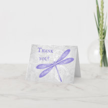 Purple Dragonfly Wedding Thank You Cards