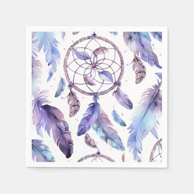 Purple dream catcher watercolor napkin (Front)