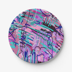 Purple Dream Expressive Abstract Print Paper Plate