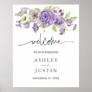 Purple dreams stylish wedding florals Wedding Sign