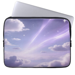 Purple Dreamy Sky Aurora Clouds Stars Laptop Sleeve