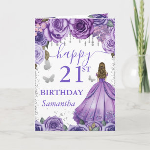 Purple Dress Blonde Haired Princess Birthday Card