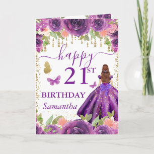 Purple Dress Red Haired Princess Birthday Card