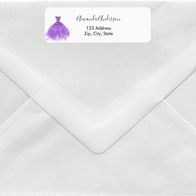Purple dress white elegant return address (Creator Uploaded)