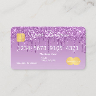 Purple Drip Glitter-look Credit Card