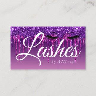 Purple Drip Glitter-Look Lashes Business Card