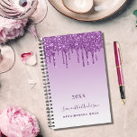 Purple drips violet monogram name 2025 planner<br><div class="desc">A purple,  violet gradient background with deep purple drips,  paint dripping look.   Personalise and add a year  (any year) a name and a title. The name is written in purple with a modern hand lettered style script. Perfect for business,  school,  diary,  work or organising your personal/family life.</div>
