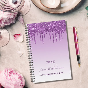 Purple drips violet monogram name 2025 planner