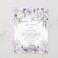 Purple Drive Through Watercolor Floral Baby Shower