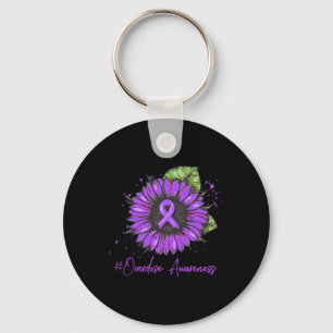 Purple Drug Overdose Awareness Ribbon Drug Addicti Key Ring