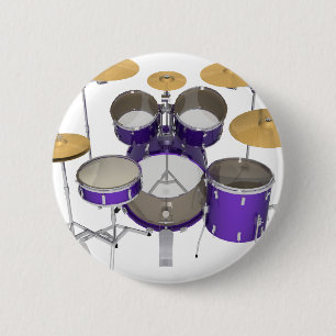 Purple Drum Kit: 6 Cm Round Badge