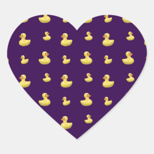 Purple duck pattern heart sticker