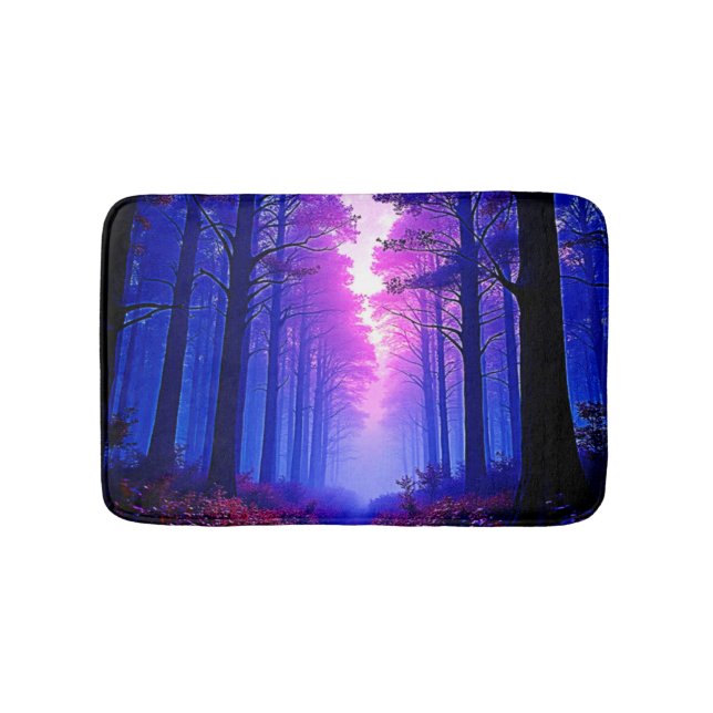 Purple Dusk Woods: Surreal Art Bath Mat (Front)