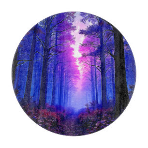 Purple Dusk Woods: Surreal Art Cutting Board