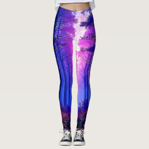 Purple Dusk Woods: Surreal Art Leggings
