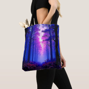 Purple Dusk Woods: Surreal Art Tote Bag