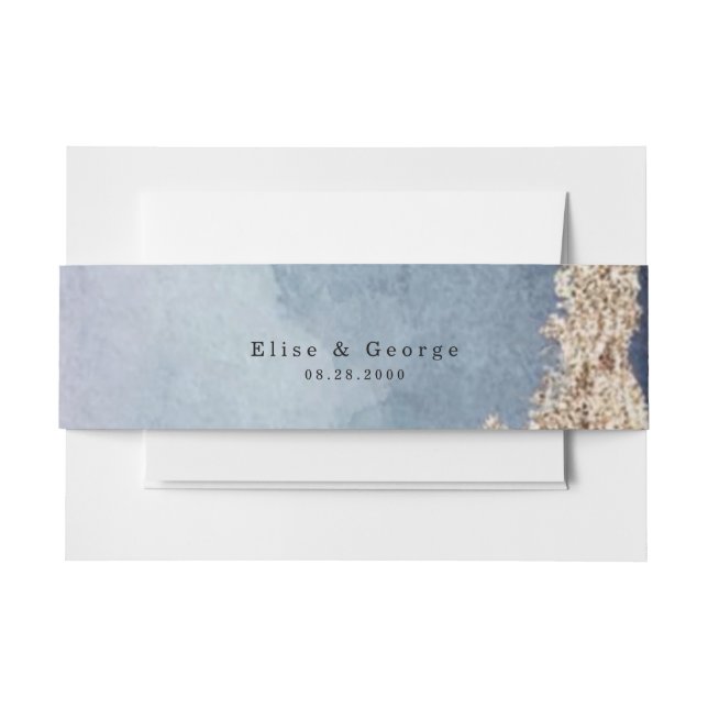 Purple Dusty Blue Agate Gold Wedding Custom Invitation Belly Band (Front Example)