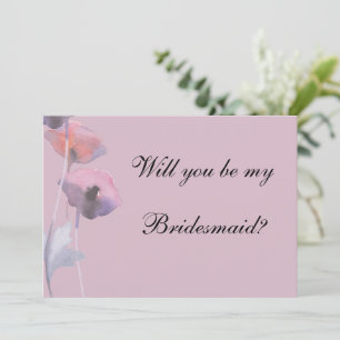 Purple dusty rose poppy be bridesmaid proposal invitation