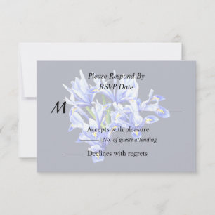 Purple Dwarf Iris Heart RSVP Card