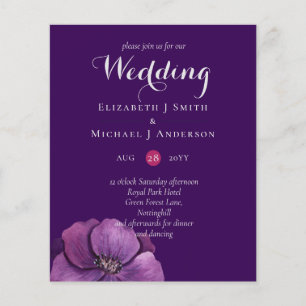 Purple Dynasty Dark Floral Budget Wedding Invites
