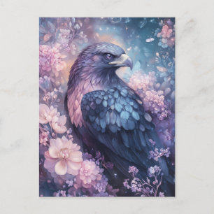 Purple Eagle with Pink and Lavender Flower Postcard