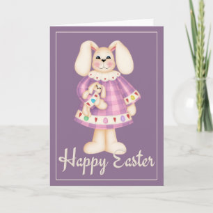 Purple Easter Bunny Girl d3 holiday easter card