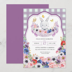 Purple Easter Bunny Spring Easter Egg Hunt Invitation