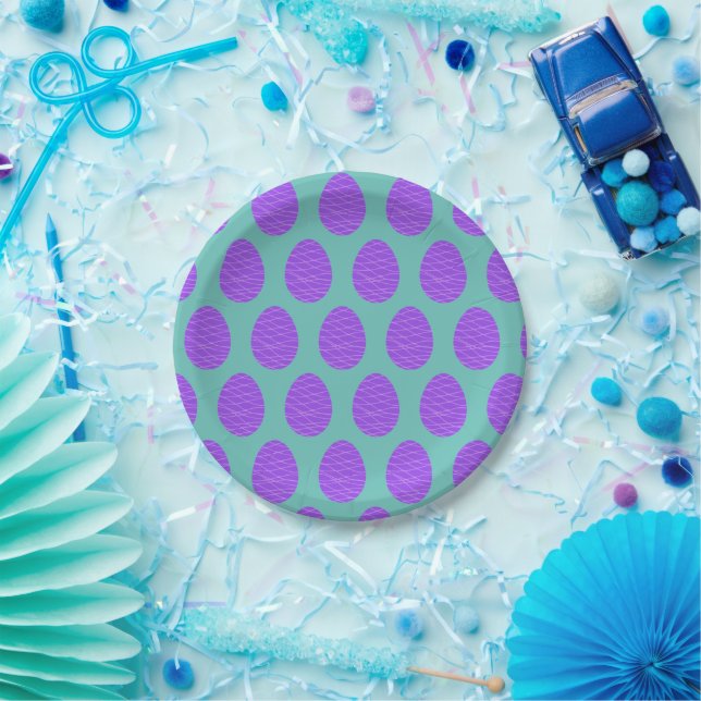 Purple Easter Eggs Paper Plates (Party)
