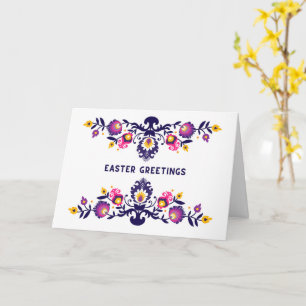 Purple Easter Greetings Folklore Custom Text Card