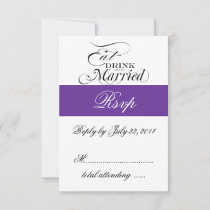 Purple Eat, Drink, Be Married Wedding RSVP