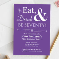 Purple Eat Drink Seventy 70th Birthday Mid Mod