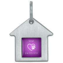 Purple Eat Play Love Custom Dog Name ID Tag