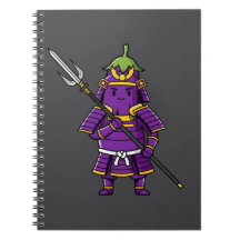 Purple Eggplant Samurai Warrior with Spear Illustr