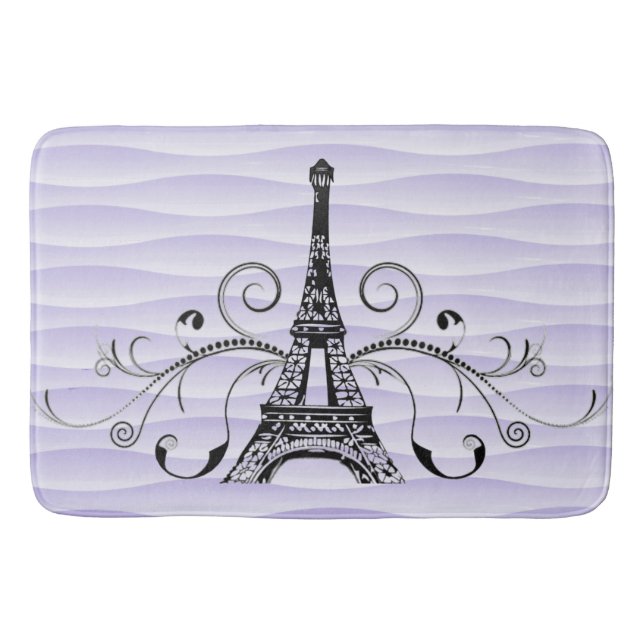 Purple Eiffel Towel Flourish Bath Mat (Front)