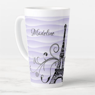 Purple Eiffel Tower Flourish Latte Mug