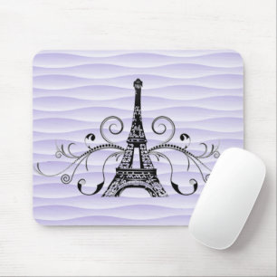 Purple Eiffel Tower Flourish Mouse Pad