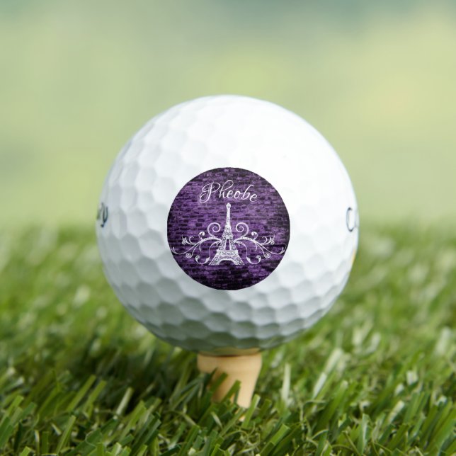 Purple Eiffel Tower Grunge Golf Balls (Insitu Tee)
