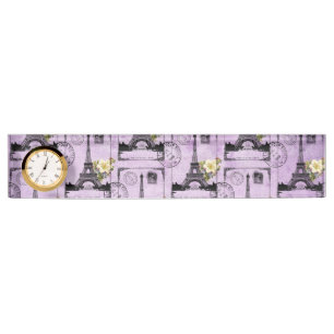 Purple Eiffel Tower Post Card Stamps Nameplate