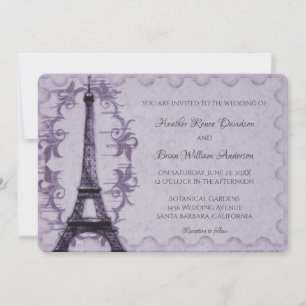 Purple Eiffel Tower Wedding Invitation