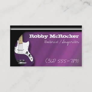 Purple Electric Guitarist Business Cards