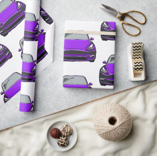Purple Electric Vehicle SUV Car White Background Wrapping Paper