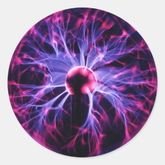 Purple Electricity Eminating from a Plasma Lamp Classic Round Sticker
