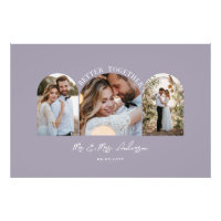 Purple elegant arch multi photo wedding decor