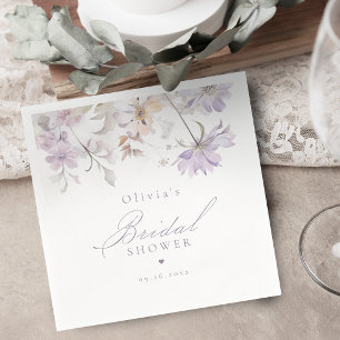 Purple Elegant Botanical Floral Boho Bridal Shower Napkin