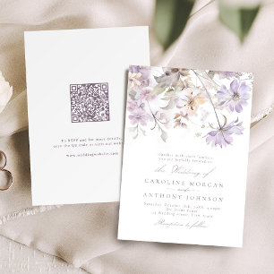 Purple Elegant Botanical Floral Boho Wedding Invitation