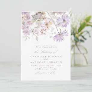 Purple Elegant Botanical Floral Boho Wedding Invitation