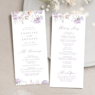Purple Elegant Botanical Floral Boho Wedding Programme