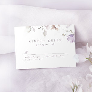Purple Elegant Botanical Floral Boho Wedding RSVP Card