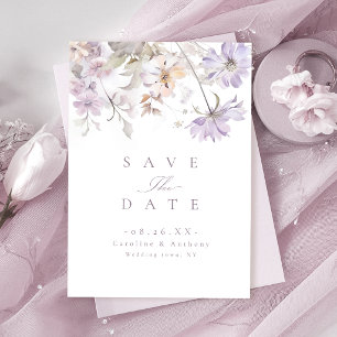 Purple Elegant Botanical Floral Boho Wedding Save The Date